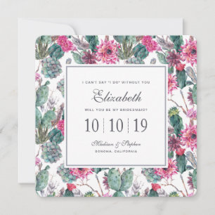 Bohemisch Succulent & Floral - Bridesmaid Einladung