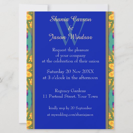 Bohemisch Sunflower Monogram große Einladung (Rückseite)