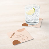 Bohemisch Tan Brown Wedppys Danke Rechteckiger Pappuntersetzer (Vor Ort)