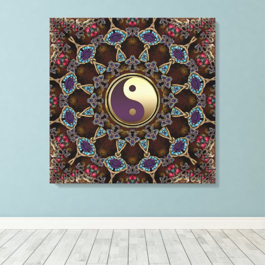 Bohemisch Tapestry Yin Yang Wrapped Canvas Leinwanddruck (Insitu (Holzboden))