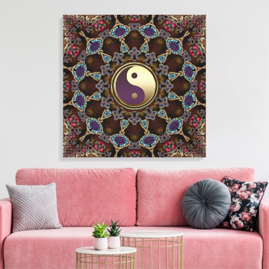 Bohemisch Tapestry Yin Yang Wrapped Canvas Leinwanddruck (Insitu (Wohnzimmer))