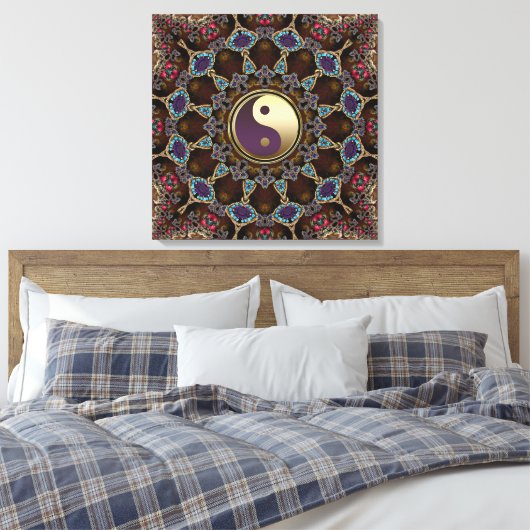 Bohemisch Tapestry Yin Yang Wrapped Canvas Leinwanddruck (Insitu (Schlafzimmer))
