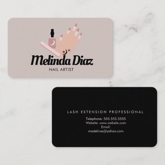 Bohemisch Tattoo Hand Nail Art Salon Visitenkarte (Vorne/Hinten)