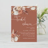 Bohemisch Terracotta Brautparty Floral Einladung (Stehend Vorderseite)
