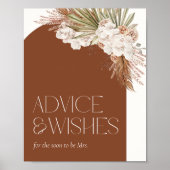 Bohemisch Terracotta Floral Feathers Advice & Wish Poster (Vorne)
