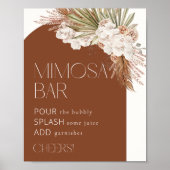 Bohemisch Terracotta Floral & Feathers Mimosa Bar Poster (Vorne)