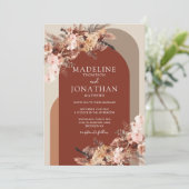 Bohemisch Terracotta Floral Hydrangea Arch Einladung (Stehend Vorderseite)