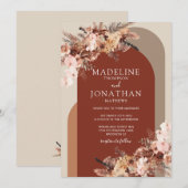 Bohemisch Terracotta Floral Hydrangea Arch Einladung (Vorne/Hinten)