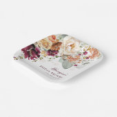 Bohemisch Terracotta Maroon Blume Brautparty Pappteller (Gewinkelt)