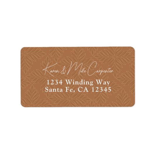 Bohemisch Terracotta Minimalistische Rücksendeadre Adressaufkleber (Vorne)