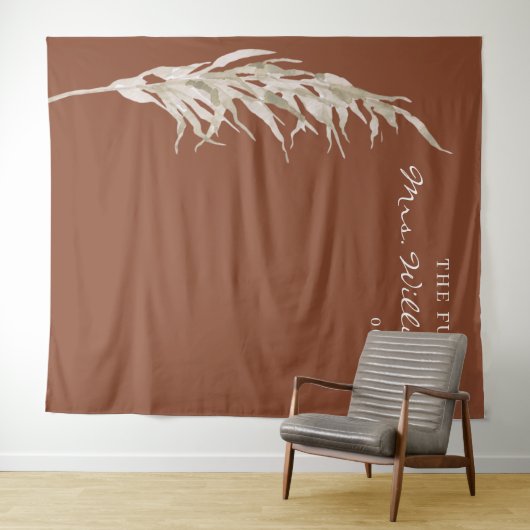 Bohemisch Terracotta Pampas Grass Bridal Hintergru Wandteppich (Beispiel (Horizontal))