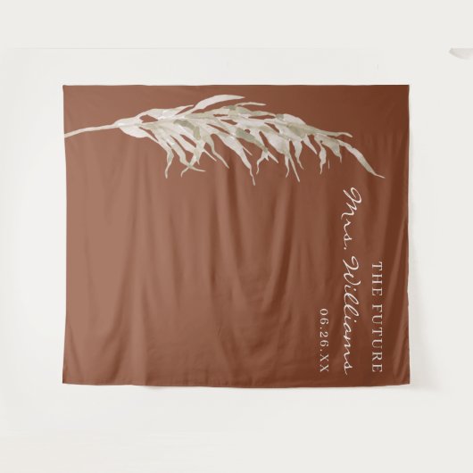 Bohemisch Terracotta Pampas Grass Bridal Hintergru Wandteppich (Vorderseite (Horizontal))