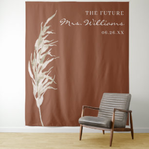 Bohemisch Terracotta Pampas Grass Bridal Hintergru Wandteppich