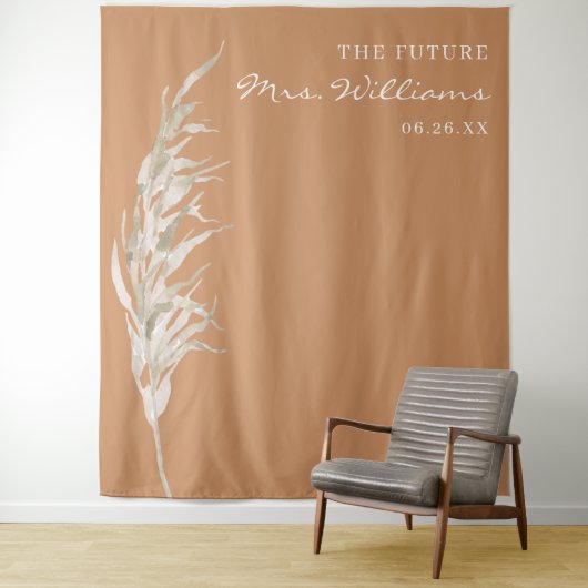 Bohemisch Terracotta Pampas Grass Bridal Hintergru Wandteppich (Beispiel)
