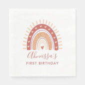 Bohemisch Terracotta Rainbow Birthday Serviette (Vorderseite)