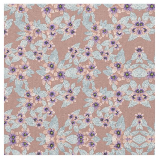 Bohemisch Terracotta Rosa Blume Stoff (Nahaufnahme)