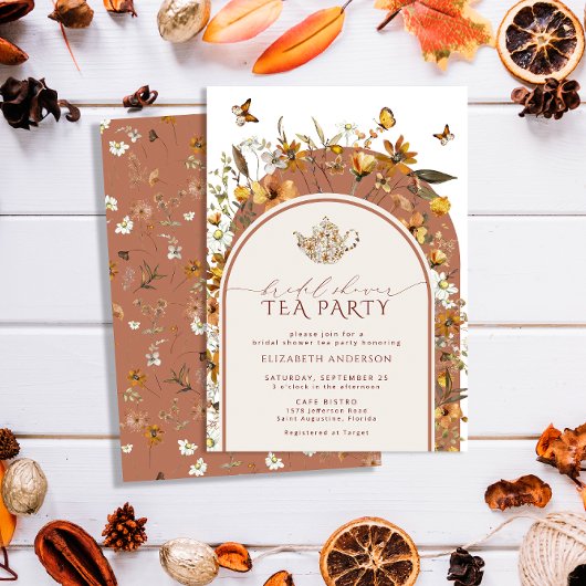 Bohemisch Terracotta Wildblumen Bridal Teezeremoni Einladung