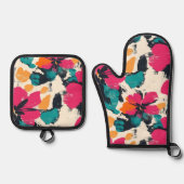 Bohemisch tropische Flora Ofenhandschuh & Topflappen-Set (Vorderseite)