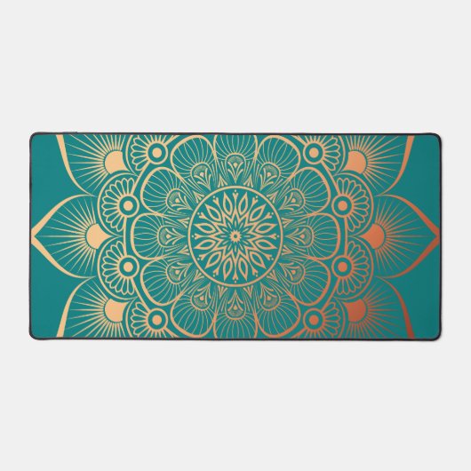 Bohemisch Türkis Peach Mandala Schreibtischunterlage (Vorderseite)