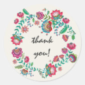 Bohemisch türkisfarbene Blume herzlichen Dank Runder Aufkleber (Vorderseite)