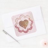 Bohemisch Valentine Whimsey 3D VALENTINES WEDDINES Quadratischer Aufkleber (Umschlag)