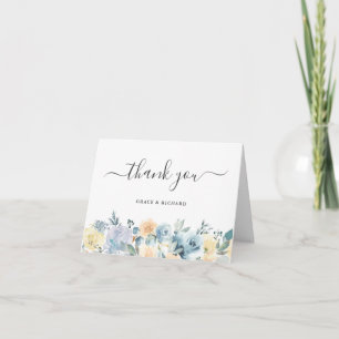 Bohemisch Vanilla Blue Chic Floral Dankeschön Kart Dankeskarte