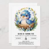 Bohemisch verzauberter, moderner Vogel zum Geburts Einladung (Vorne/Hinten)