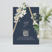 Bohemisch Wood Pyramid White Florals Blue Wedding Begleitkarte (Stehend Vorderseite)