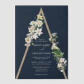 Bohemisch Wood Pyramid White Florals Blue Wedding Pergament Einladungen (Vorderseite)