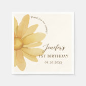 Bohemisch Yellow Daisy Erster Geburtstag Serviette (Vorderseite)