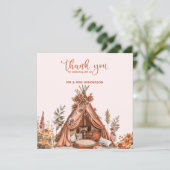 Bohemisch Zehnte Wildblume Hochzeit Dankeschön Kar Dankeskarte (Stehend Vorderseite)