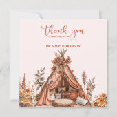 Bohemisch Zehnte Wildblume Hochzeit Dankeschön Kar Dankeskarte (Vorderseite)