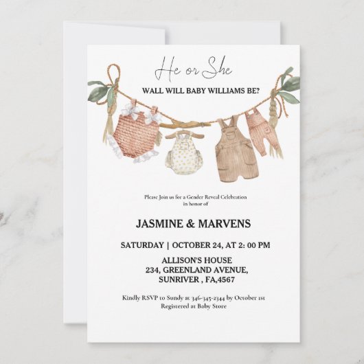 Bohemisch zeigen die Babykleidung Einladung (Vorderseite)