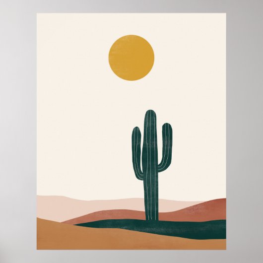 Bohemische Abstrakte Wüste Landschaft Kunst, Dicht Poster (Vorne)