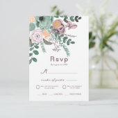 Bohemische Antworten auf die Blume Green & Mauve C Einladung (Stehend Vorderseite)