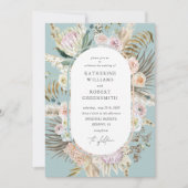 Bohemische Aquamarine Elegante Hochzeitsfeier Einladung (Vorderseite)
