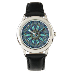 Bohemische Aquamarine Floral Star Muster Armbanduh Armbanduhr