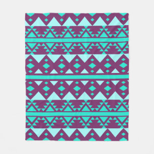Bohemische Aquamarine Tribal Aztec Fleecedecke