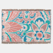 Bohemische, aquamarine und Pfirsichthrow-Decke Decke (Vorderseite)