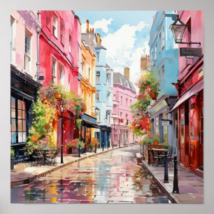 Bohemische Aquarellbilder in London Poster