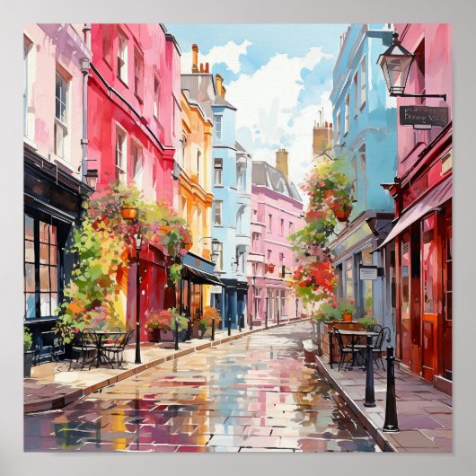 Bohemische Aquarellbilder in London Poster (Vorne)