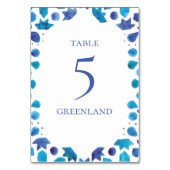 Bohemische Aquarellblau Tischnummer (Rückseite)