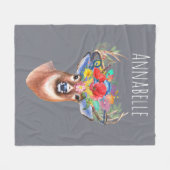 Bohemische Aquarellblume Hirsche und Name Fleecedecke (Vorderseite (Horizontal))