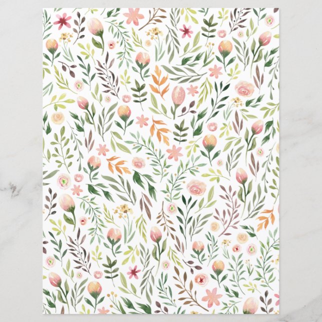 Bohemische Aquarellfarben-Blätter und Blume (Vorderseite)