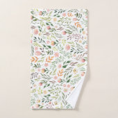 Bohemische Aquarellfarben-Blätter und Blume Badhandtuch Set (Handtuch)