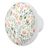 Bohemische Aquarellfarben-Blätter und Blume Keramikknauf (Rechts)