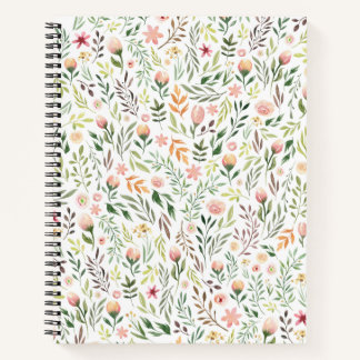 Bohemische Aquarellfarben-Blätter und Blume Notizblock