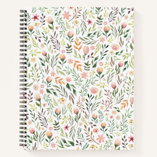 Bohemische Aquarellfarben-Blätter und Blume Notizblock (Vorderseite)