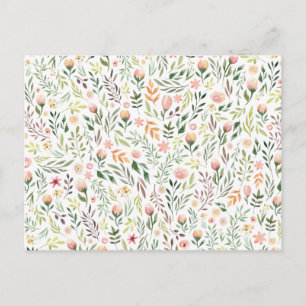 Bohemische Aquarellfarben-Blätter und Blume Postkarte