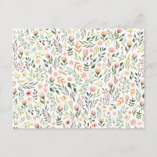 Bohemische Aquarellfarben-Blätter und Blume Postkarte
